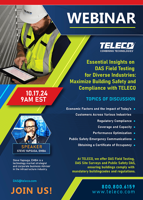 Join Teleco's Upcoming Webinar Regrading Das Field Testing For Buildings
